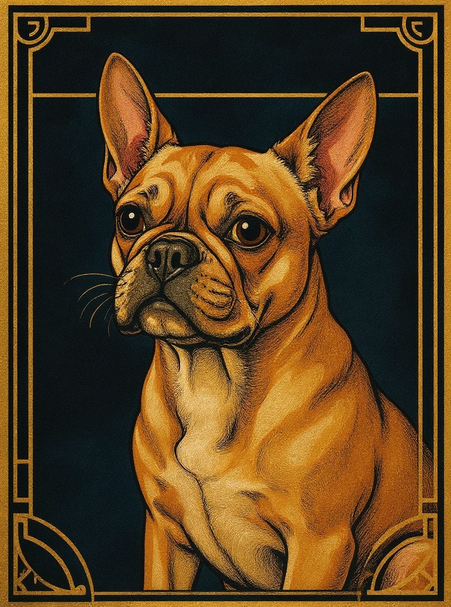 French bulldog art deco portrait
