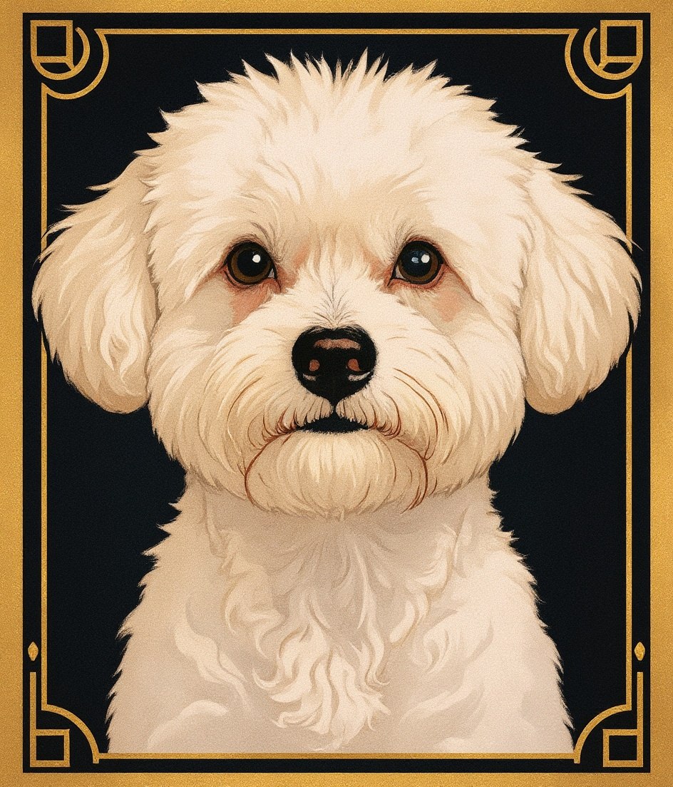 The Bichon - Art Deco pet portrait