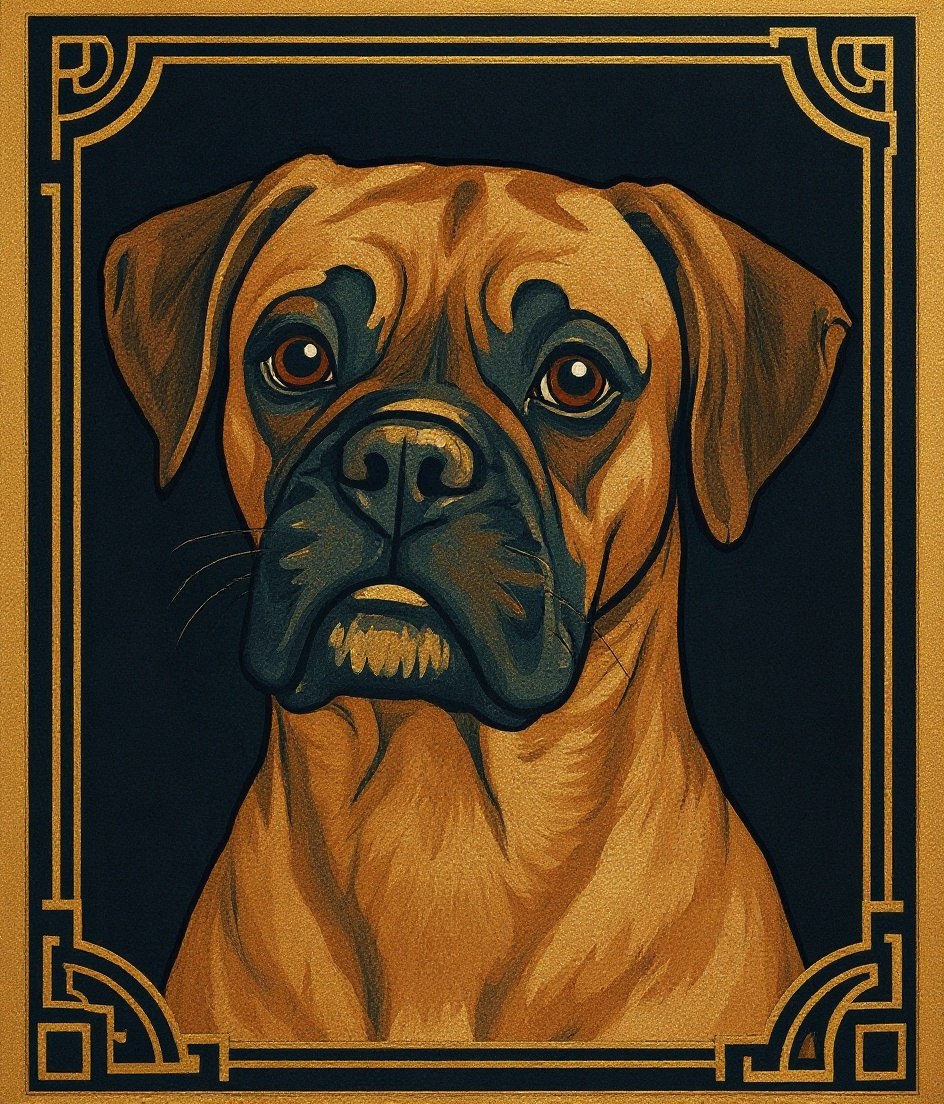 The Boxer - Art Deco pet portrait