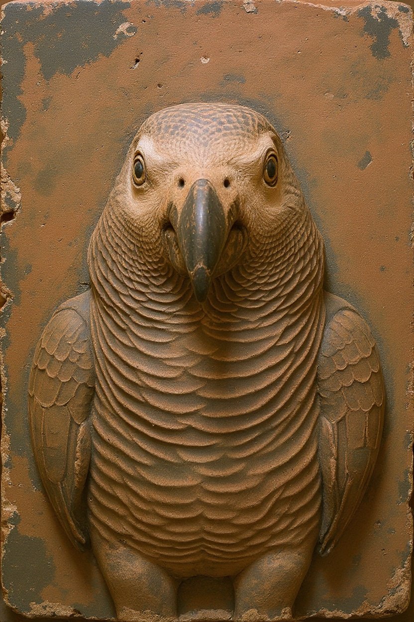 The Grey Parrot - Greek Fresco pet portrait