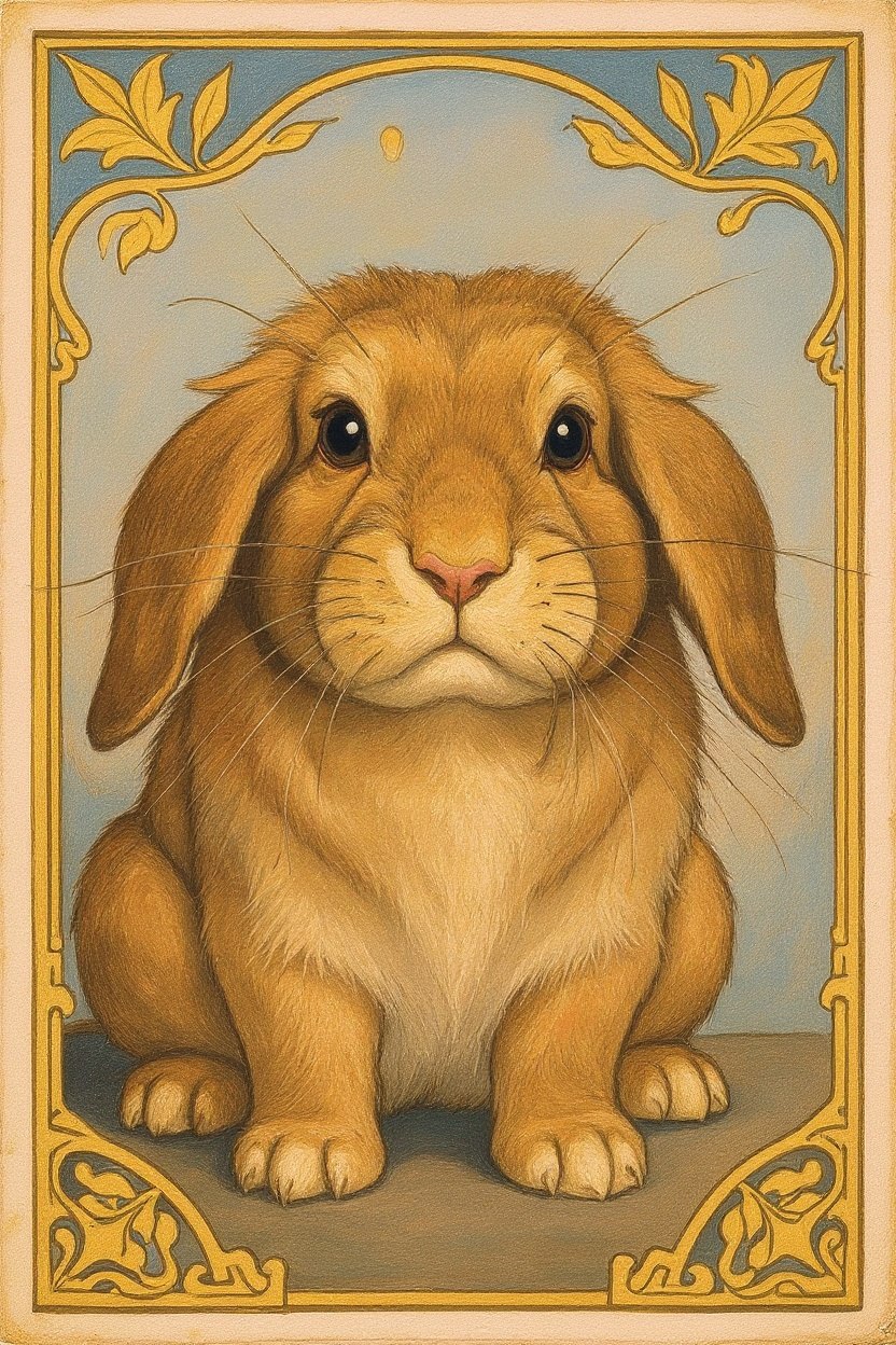 The Lop Rabbit - Art Nouveau pet portrait