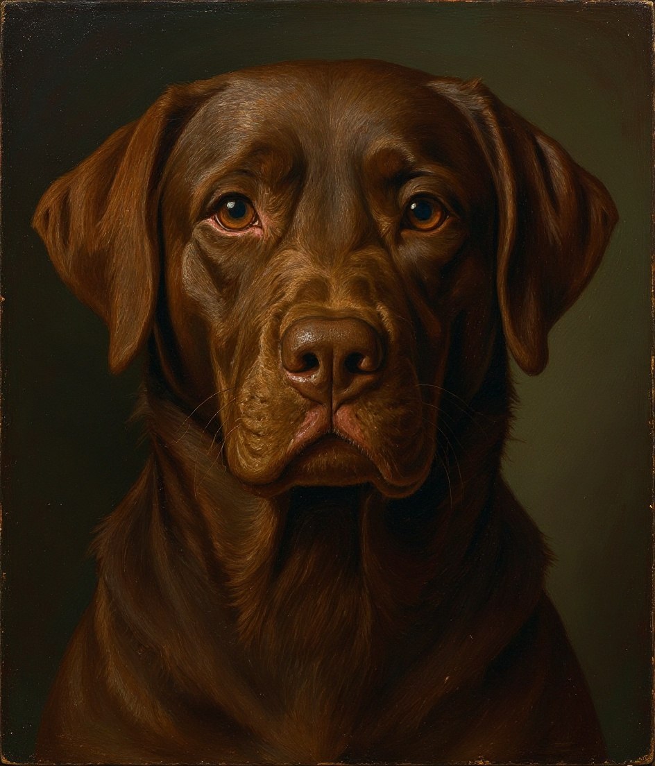 The Chocolate Lab - Classic Oil pet portrait