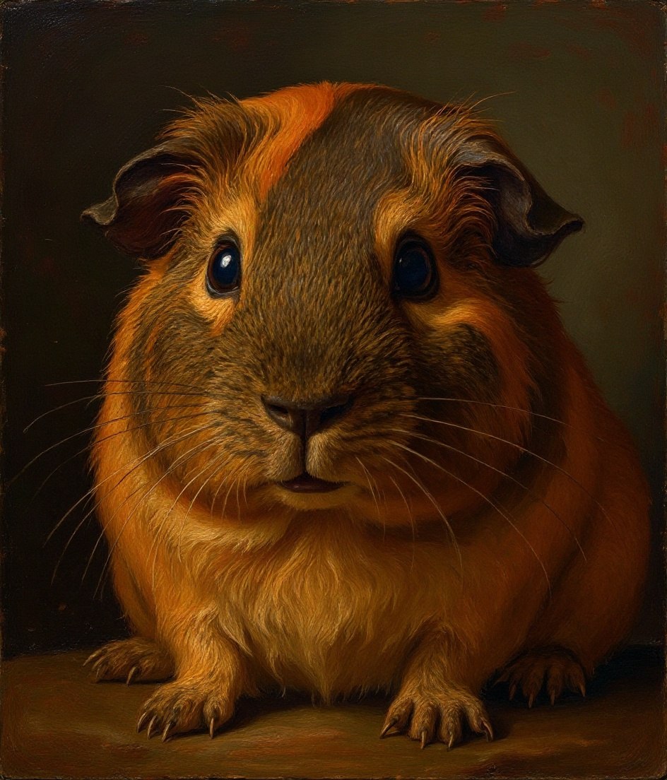 The Guinea Pig - Classic Oil pet portrait