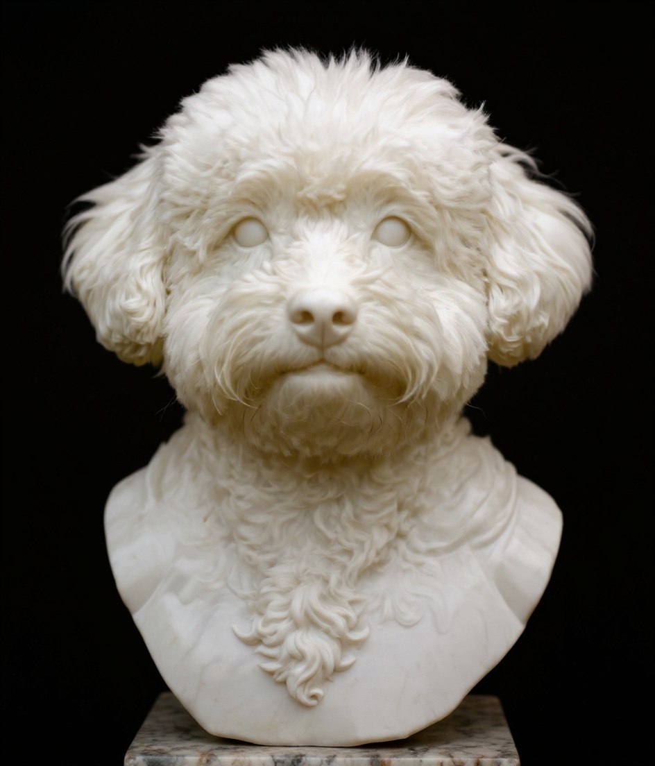 The Bichon - Roman Marble pet portrait