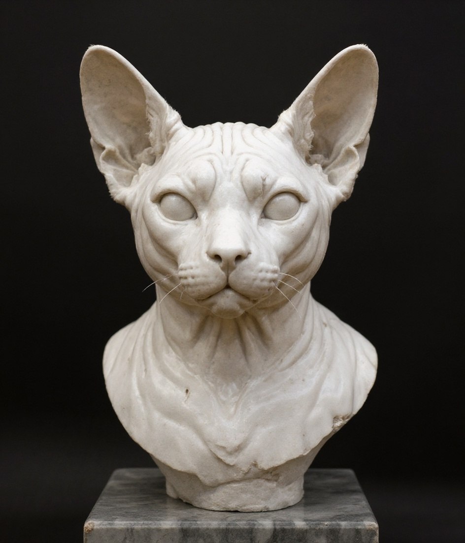 The Sphynx - Roman Marble pet portrait