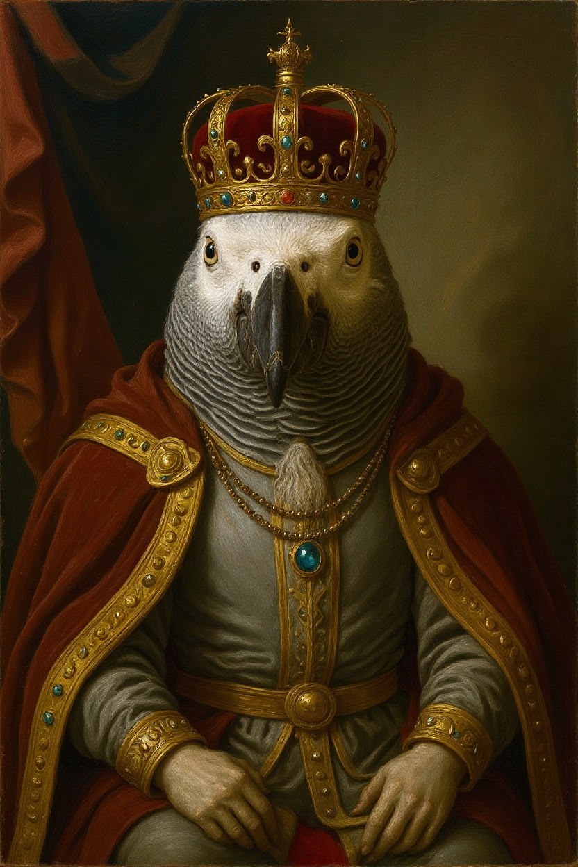 The Grey Parrot - Royal Renaissance pet portrait