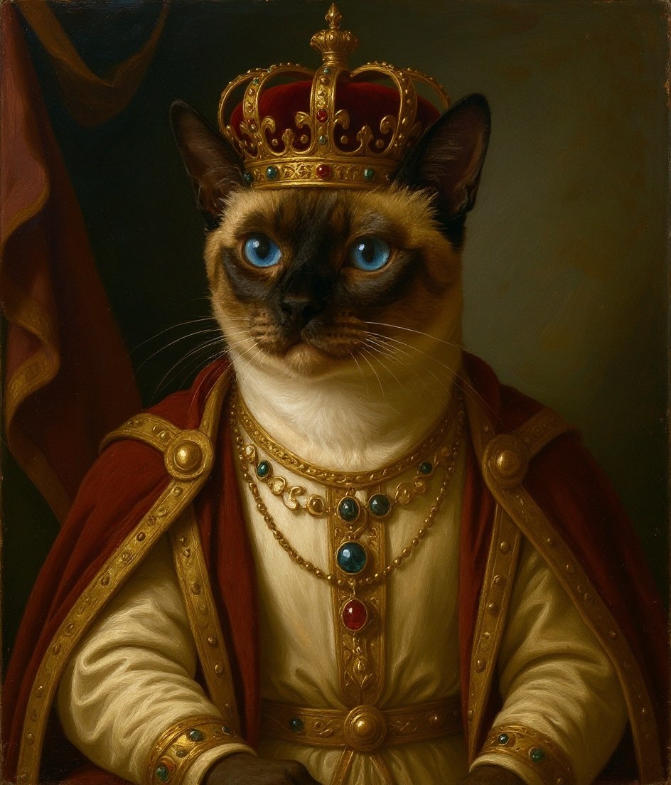 The Siamese - Royal Renaissance pet portrait