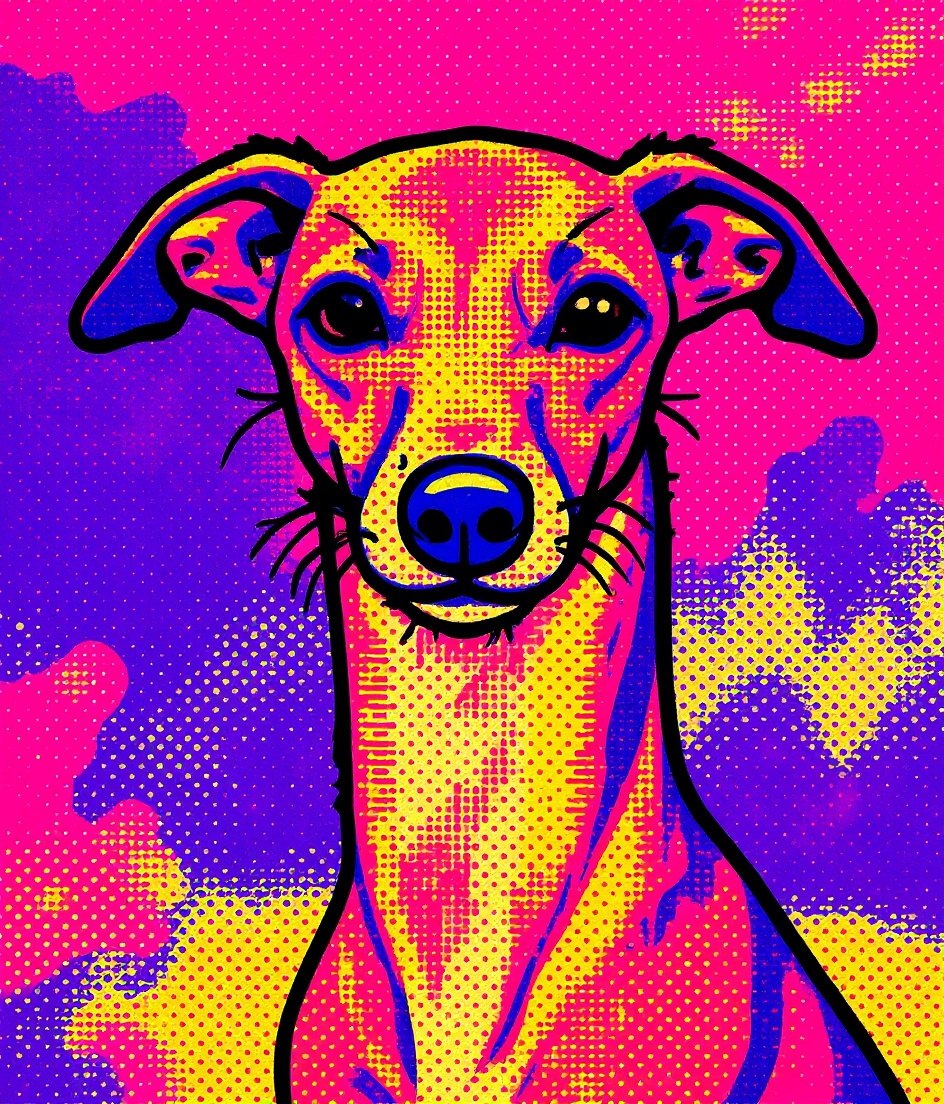 The Whippet - Warhol Pop Art pet portrait
