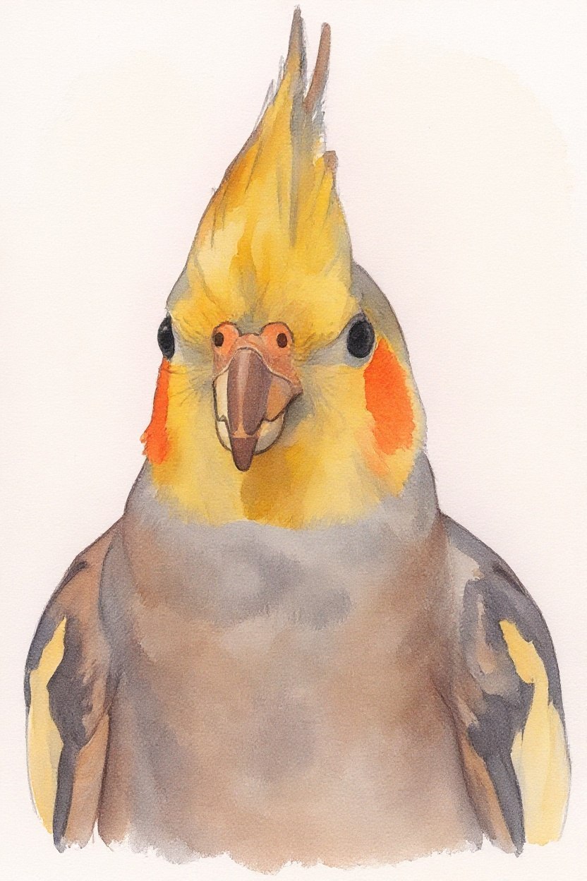 The Cockatiel - Watercolour pet portrait