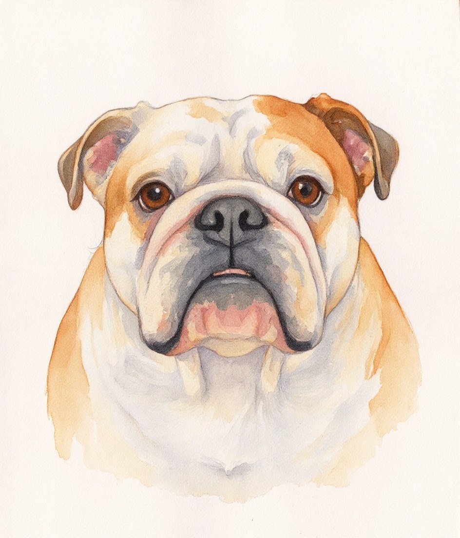 The Bulldog - Watercolour pet portrait
