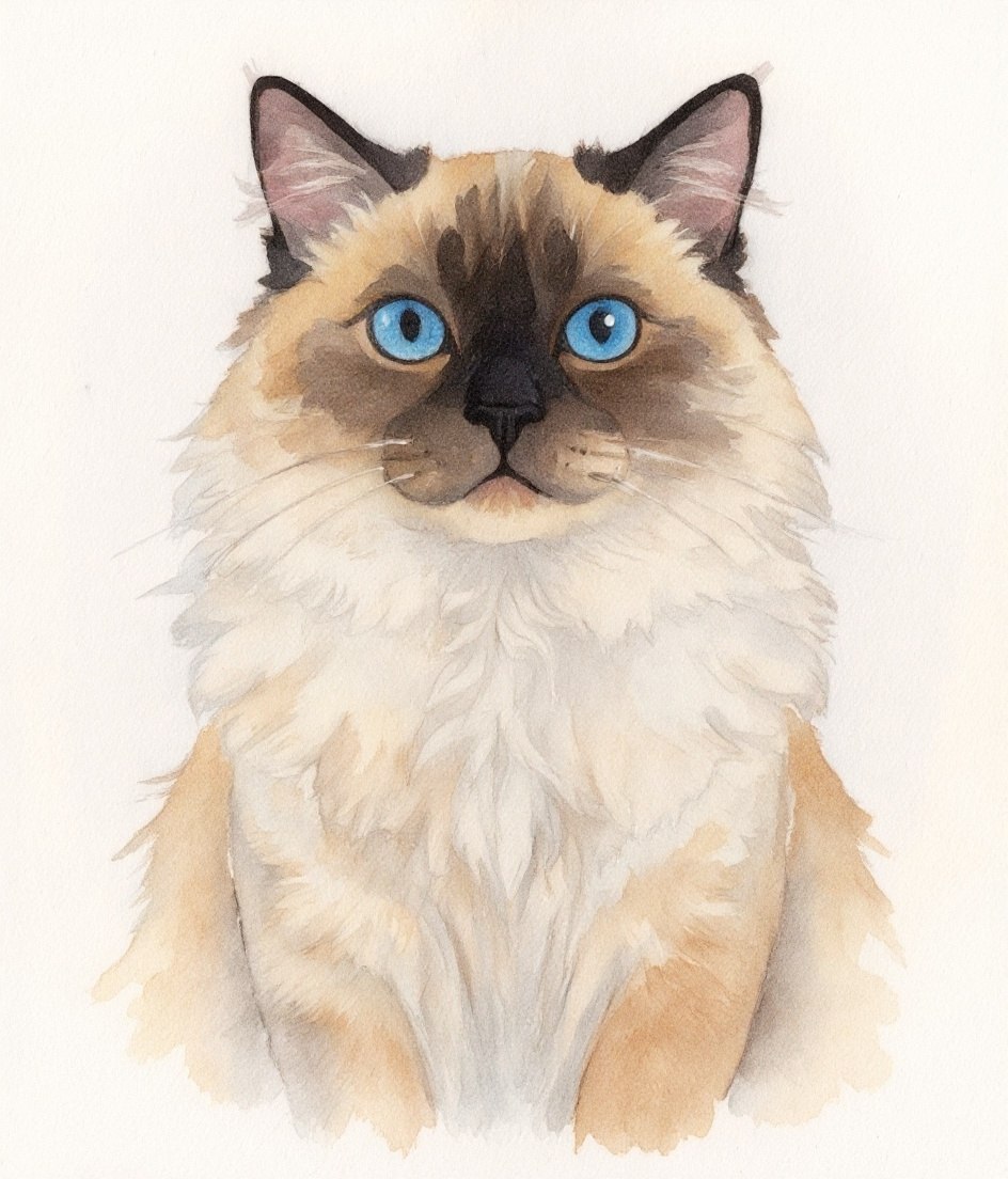 The Ragdoll - Watercolour pet portrait