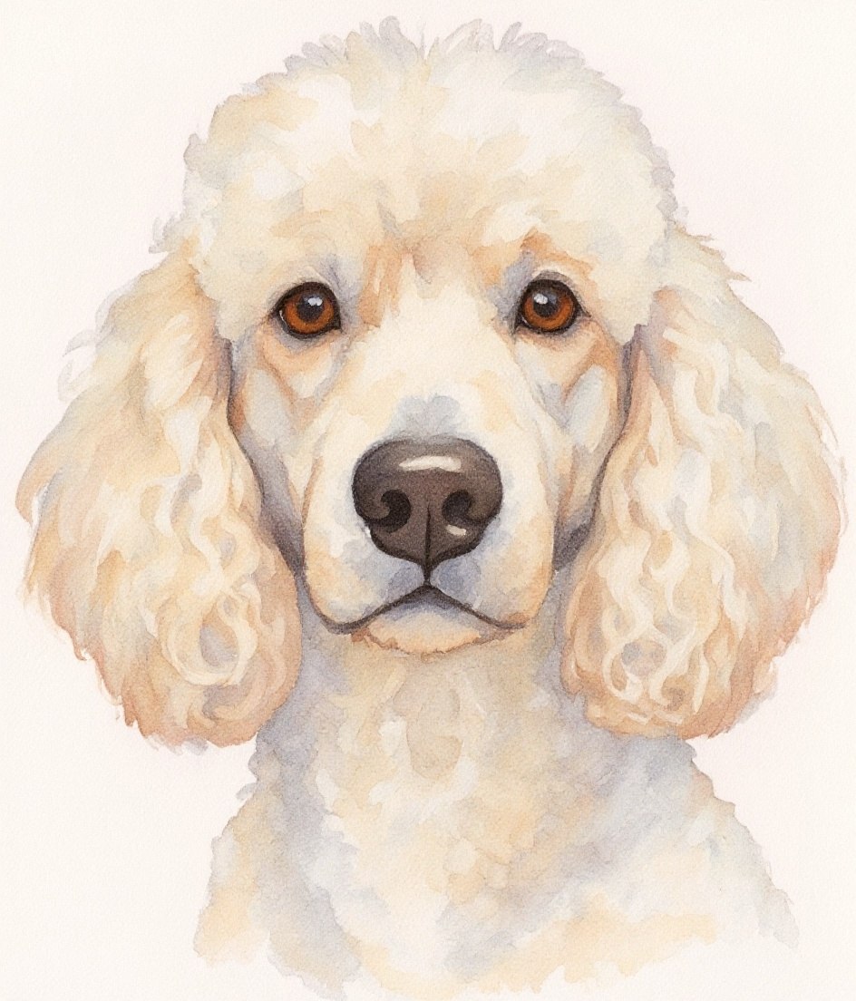 The Poodle - Watercolour pet portrait