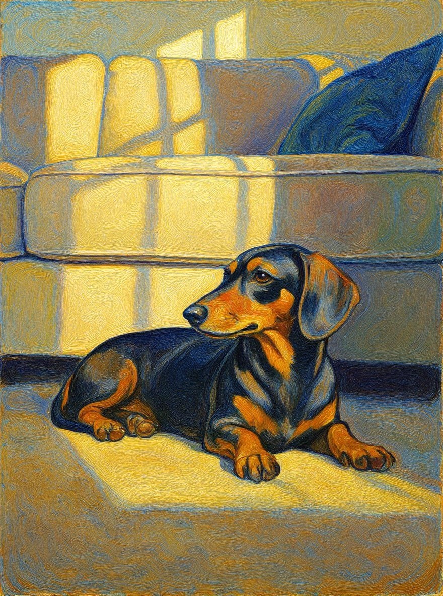 Dachshund impressionist portrait
