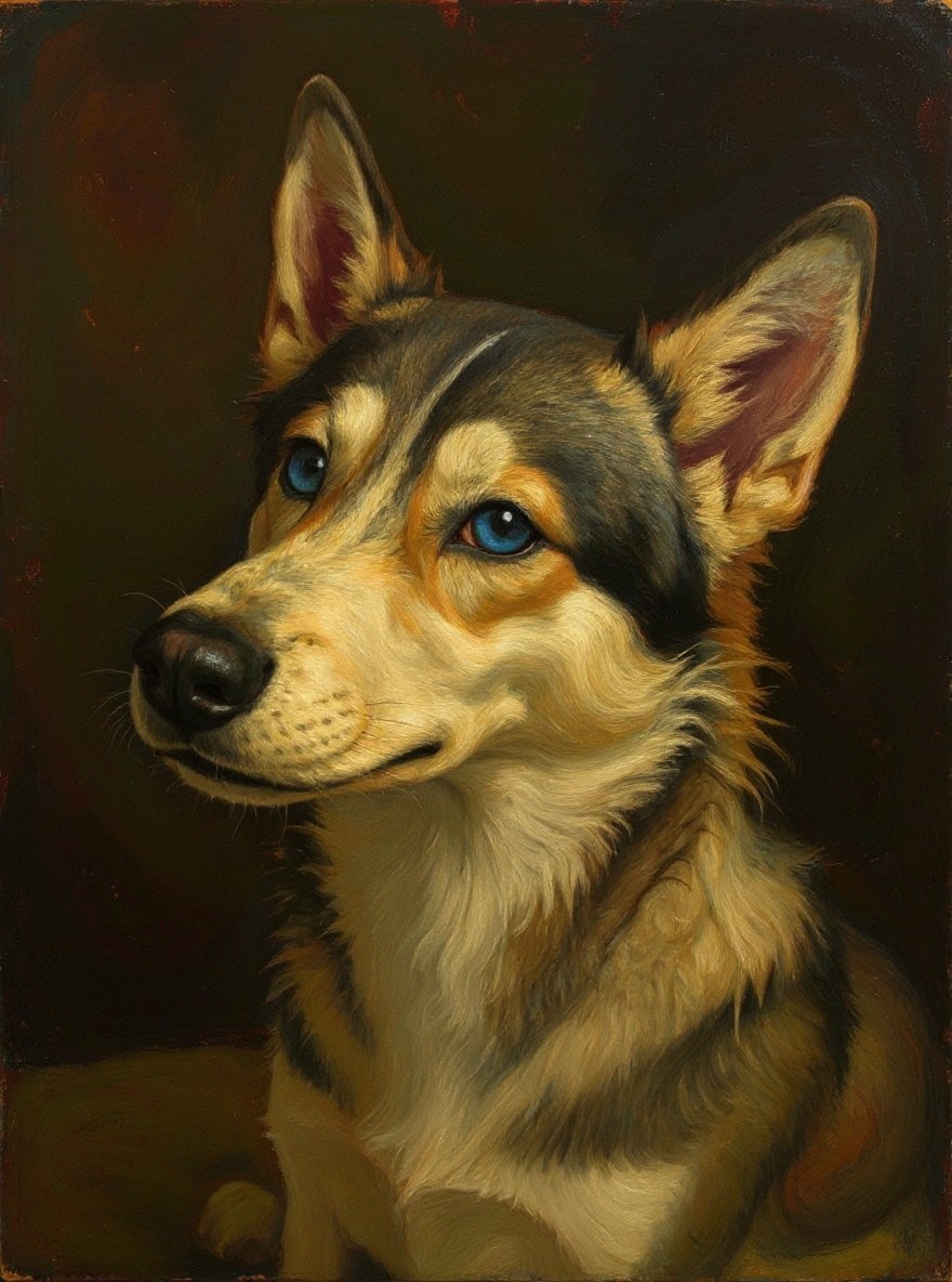Husky classic oil painting