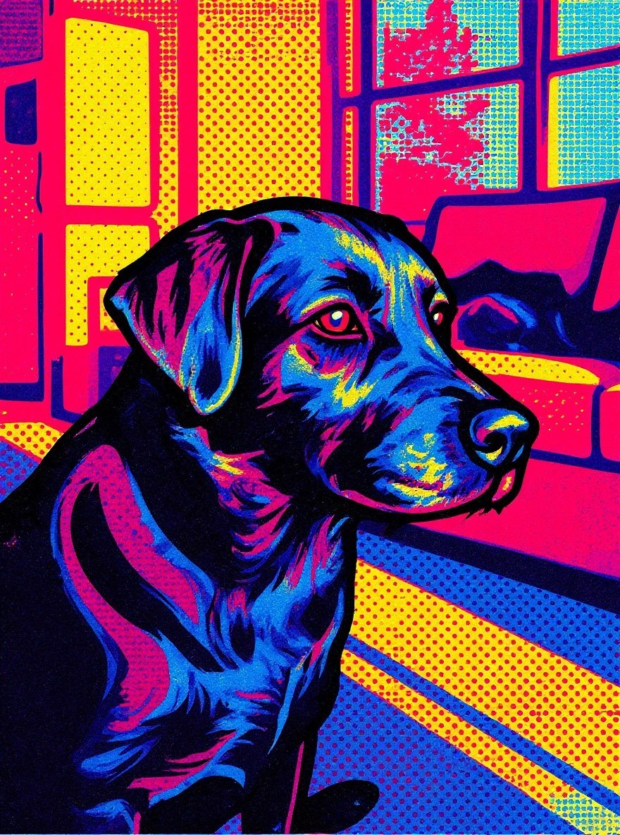Black labrador pop art portrait